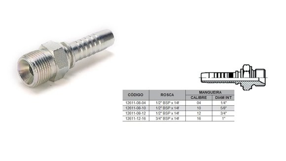 Imagen de MACHO RECTO 1/2'' BSP X 14F 10 MANG.5/8''